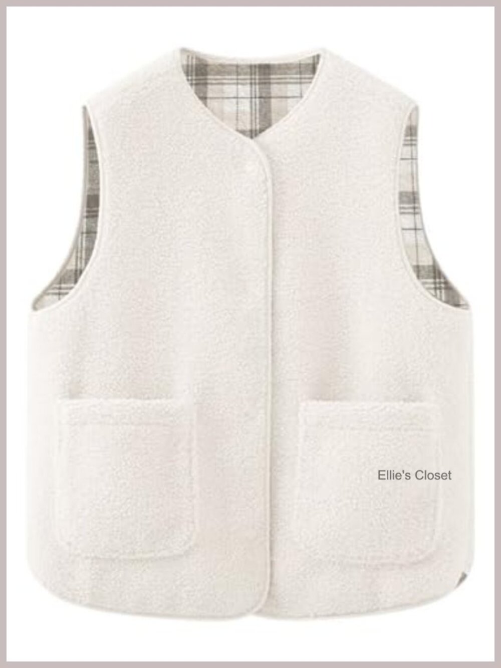 Women's Reversible Sherpa Fleece Vest Button Down Sleeveless Warm Plaid Gilet